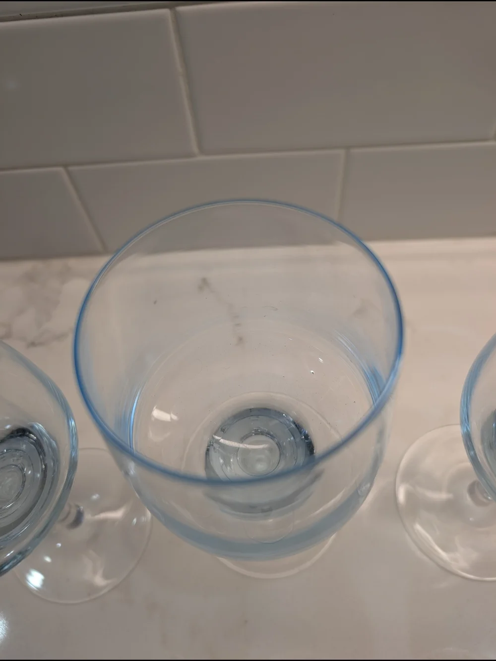 Mid-Century Modern Light Blue Sasaki Glass Wine Glasses & Cocktail Coupes - Set